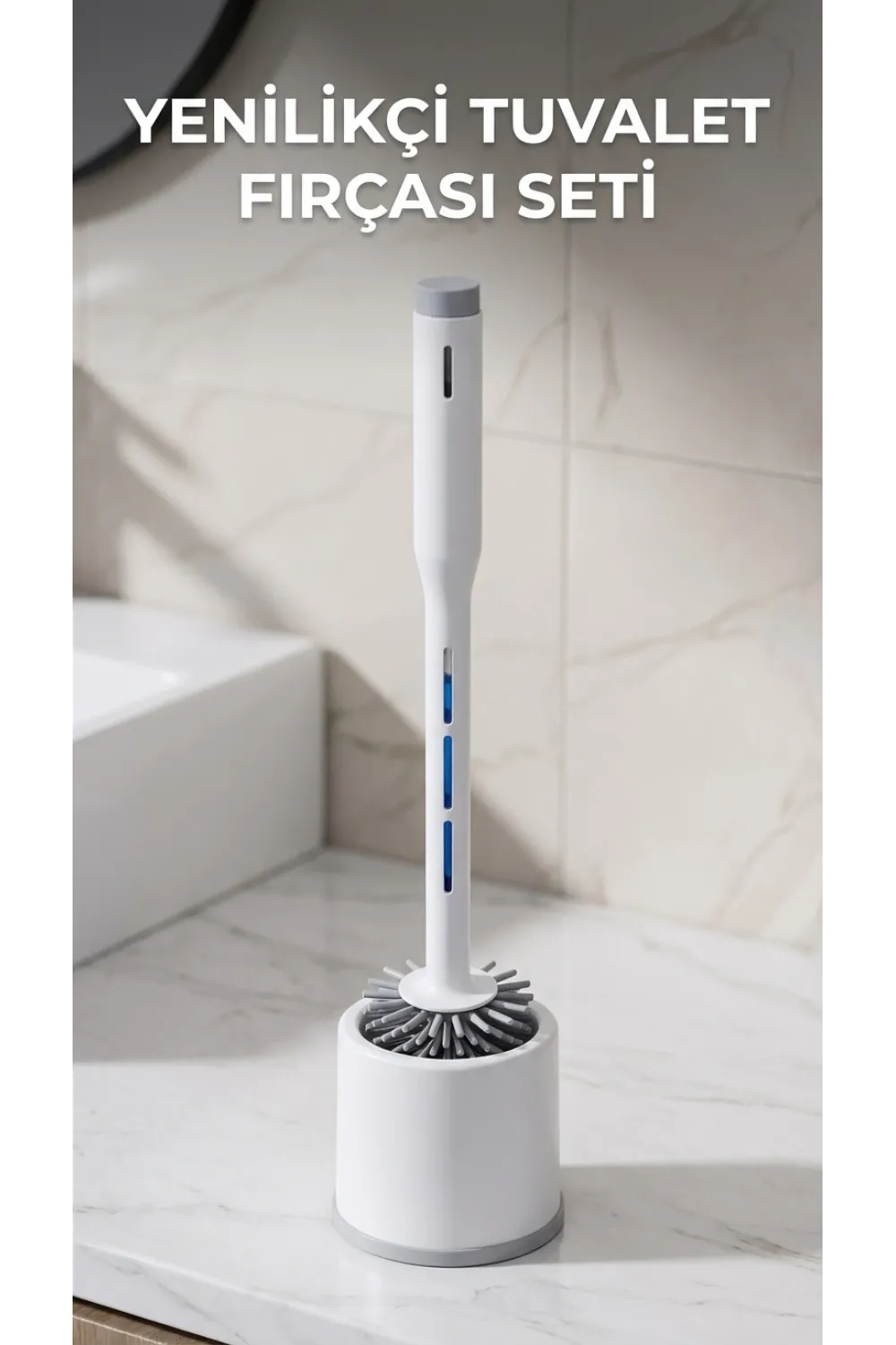 Silikon Deterjan Hazneli Esnek Tuvalet Fırçası - Banyo Temizliği İçin