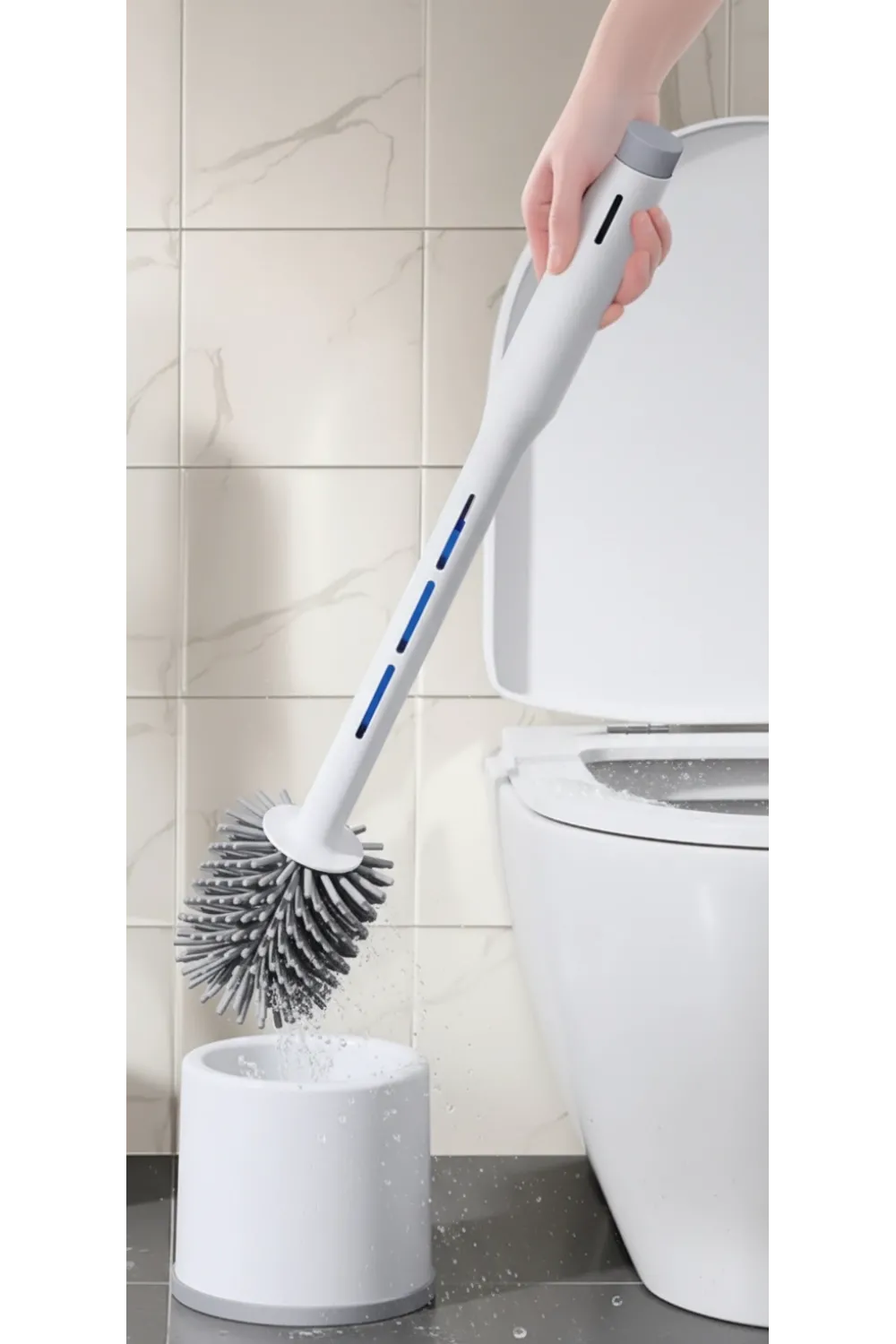 Silikon Deterjan Hazneli Esnek Tuvalet Fırçası Banyo Temizlik Ürünü