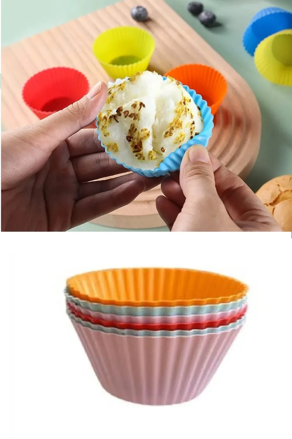 Silikon Muffin Kalıbı - Sürekli Kullanım Muffin Kek Kalıbı 6 Adet