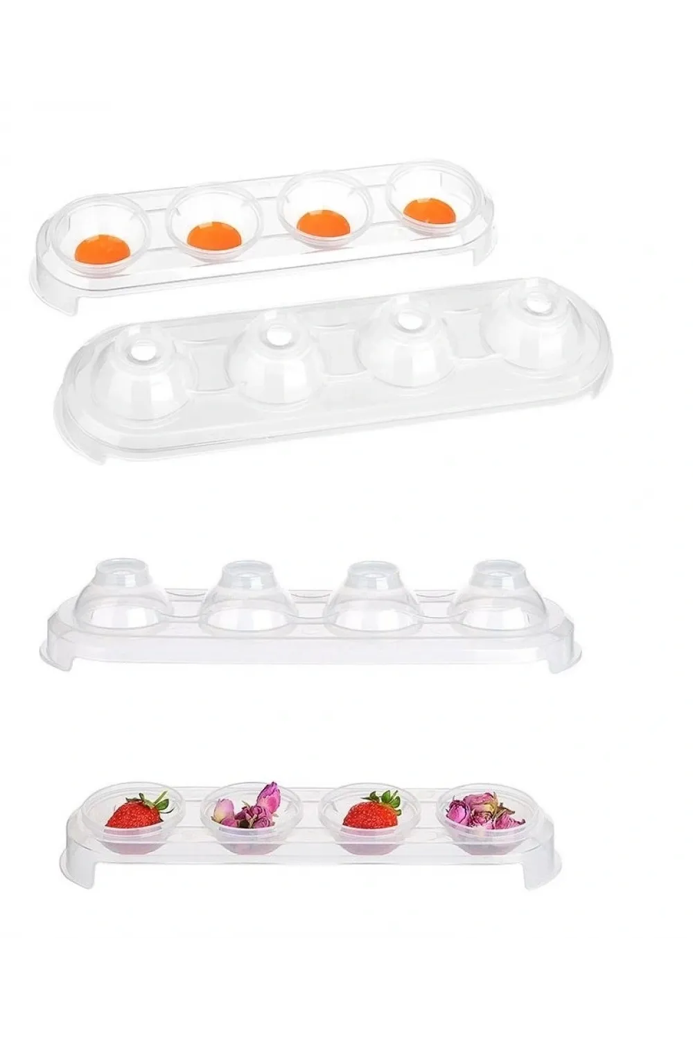 Silikon Tabanlı 4 Bölmeli Şeffaf Buz Kalıbı Yuvarlak Buzluk