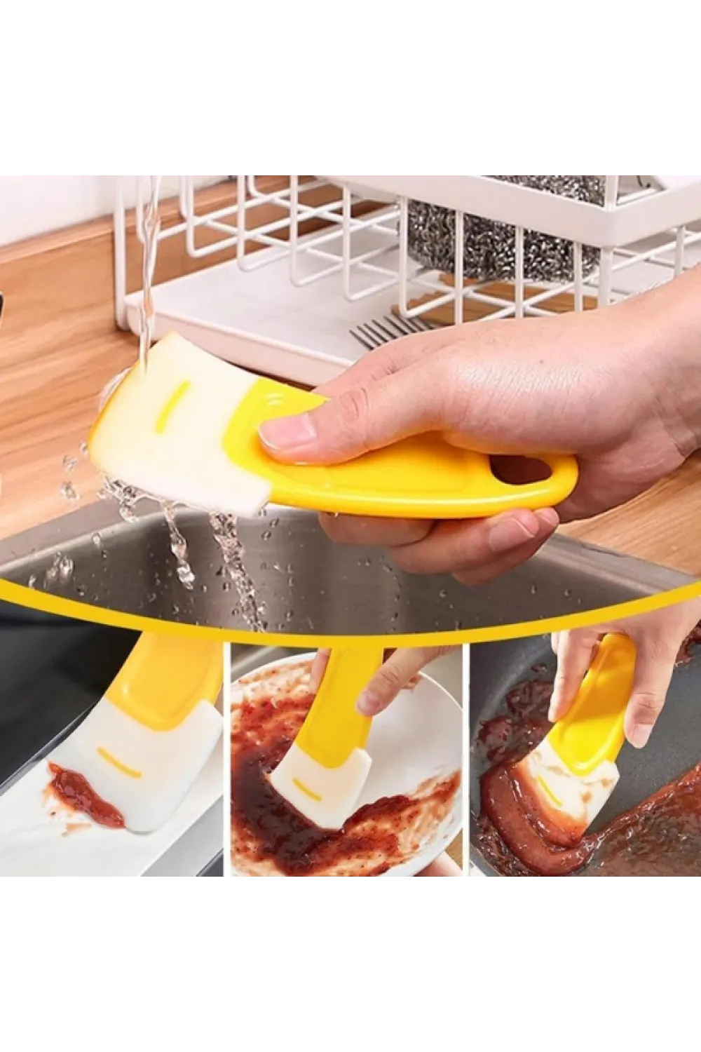 Silikon Uçlu Bulaşık Temizleme Kazıyıcı Spatula