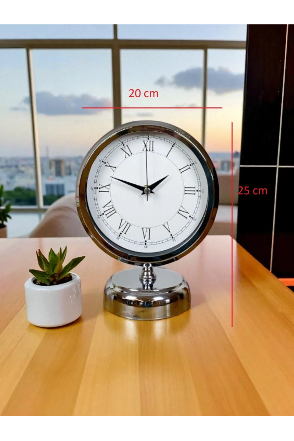 Sılver Classic Aura 25 x 20 Cm Metal Krom Masa Saati