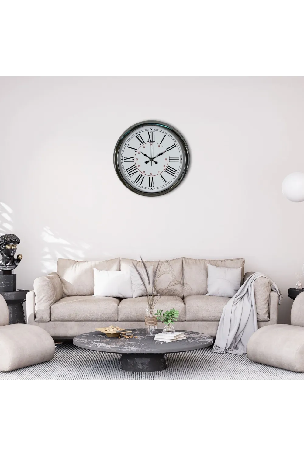 Silver Elegance 40 Cm Krom Metal Duvar Saati