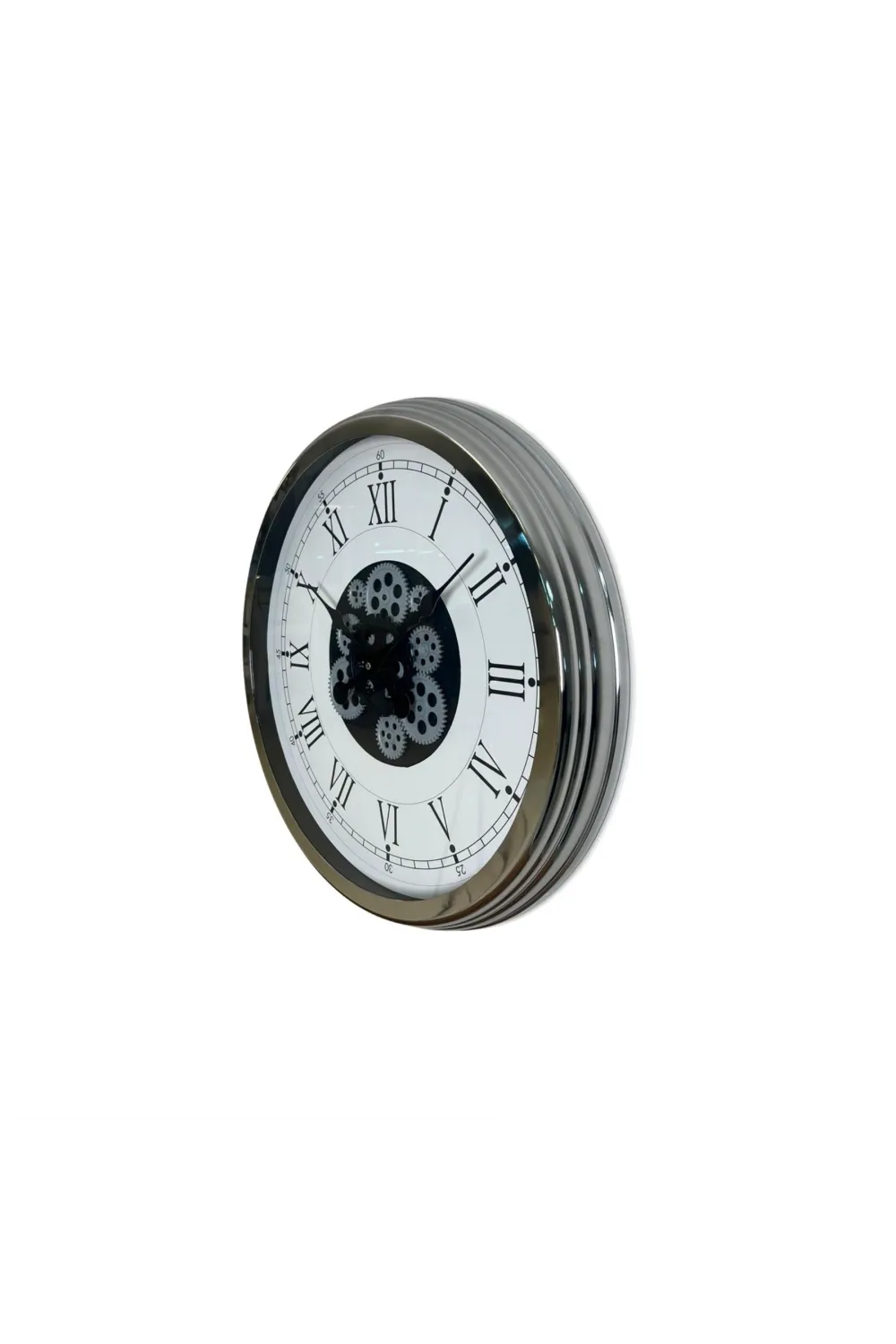 Silver Empire 60 Cm Çarklı Krom Duvar Saati