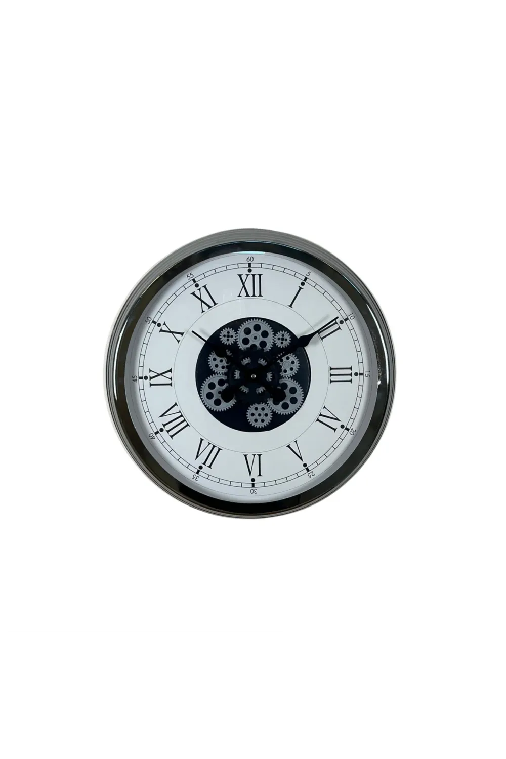 Silver Empire 60 Cm Çarklı Krom Duvar Saati