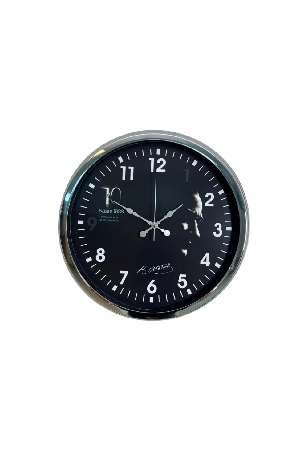 Silver Prestige Atatürk 36 Cm Metal Krom Duvar Saati