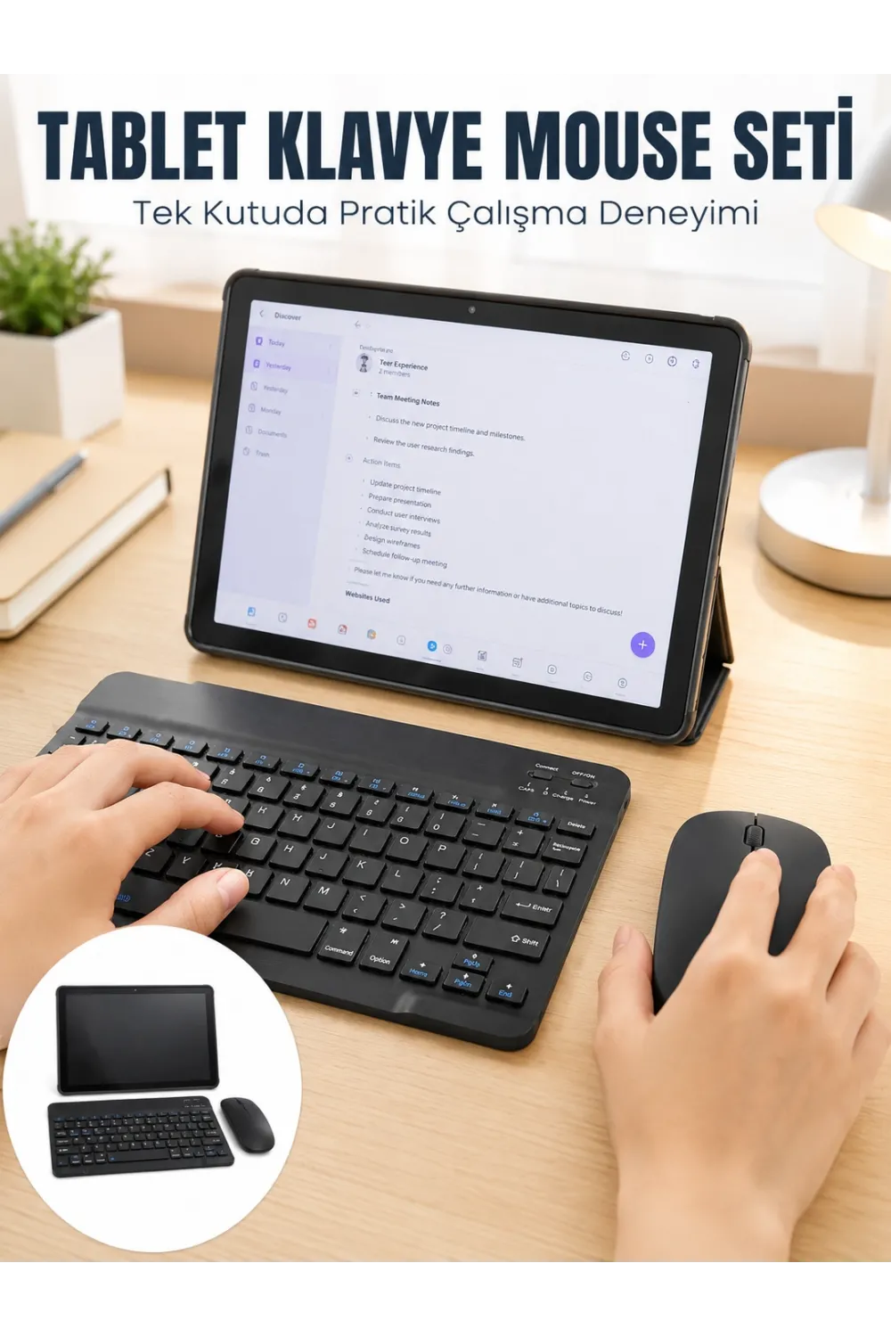 Sım Kartlı Android Tablet Bluetooth Klavye Kablosuz Mouse Geniş Ekran Ve Taşınabilir Kullanım Seti