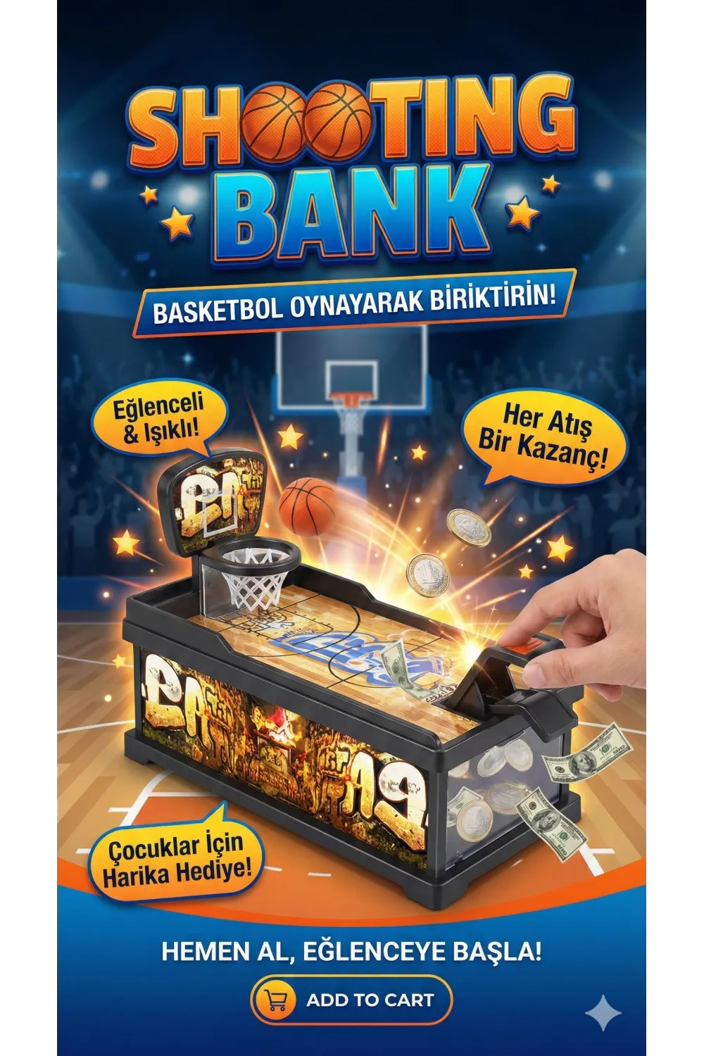 Şımartan Eğlenceli Basket Atmalı Basketbol Kumbara