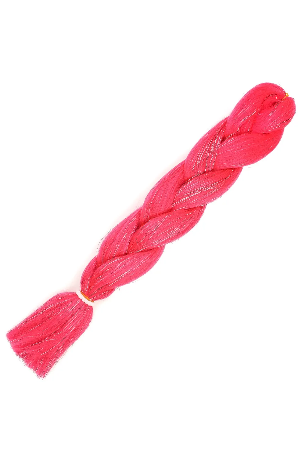 Simli Koyu Pembe Örgülük Saç 100 Gr.