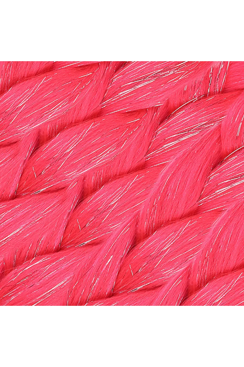 Simli Koyu Pembe Örgülük Saç 100 Gr.