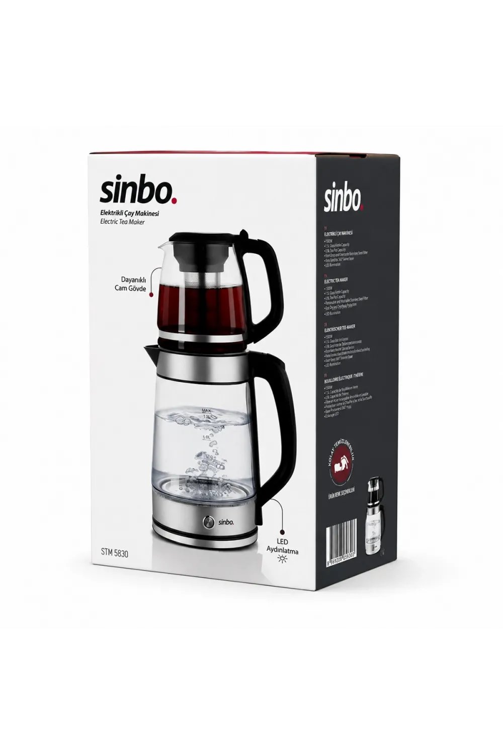Sinbo 2si 1 Arada Çaycı - Kettle - 2.0L + 1.2L Kapasite - Cam Gövde