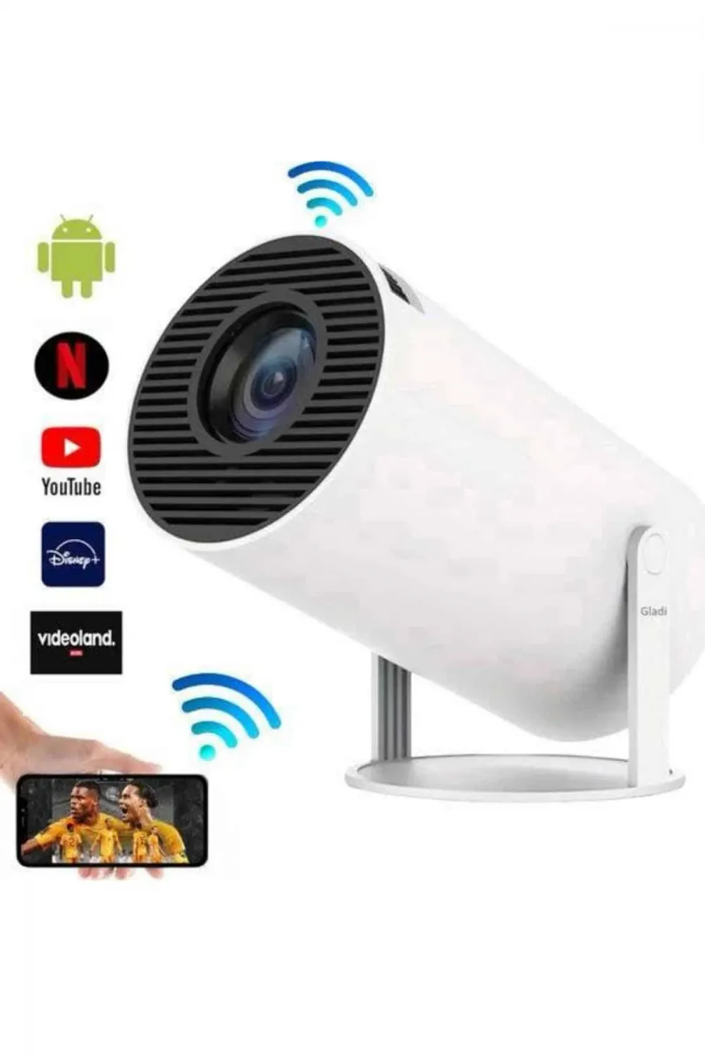 Sinema Projektörü Android Hdmı Usb Wifi Ses Çıkışlı Ayaklı Projeksiyon Taşınabilir