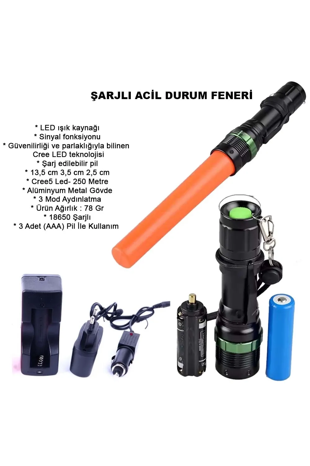 Sinyalli Acil Durum El Feneri Cree5  Wt-262