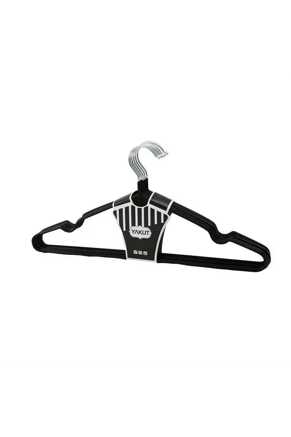 Siyah 10pcs Silikon Kaplamalı Metal Elbise Askısı