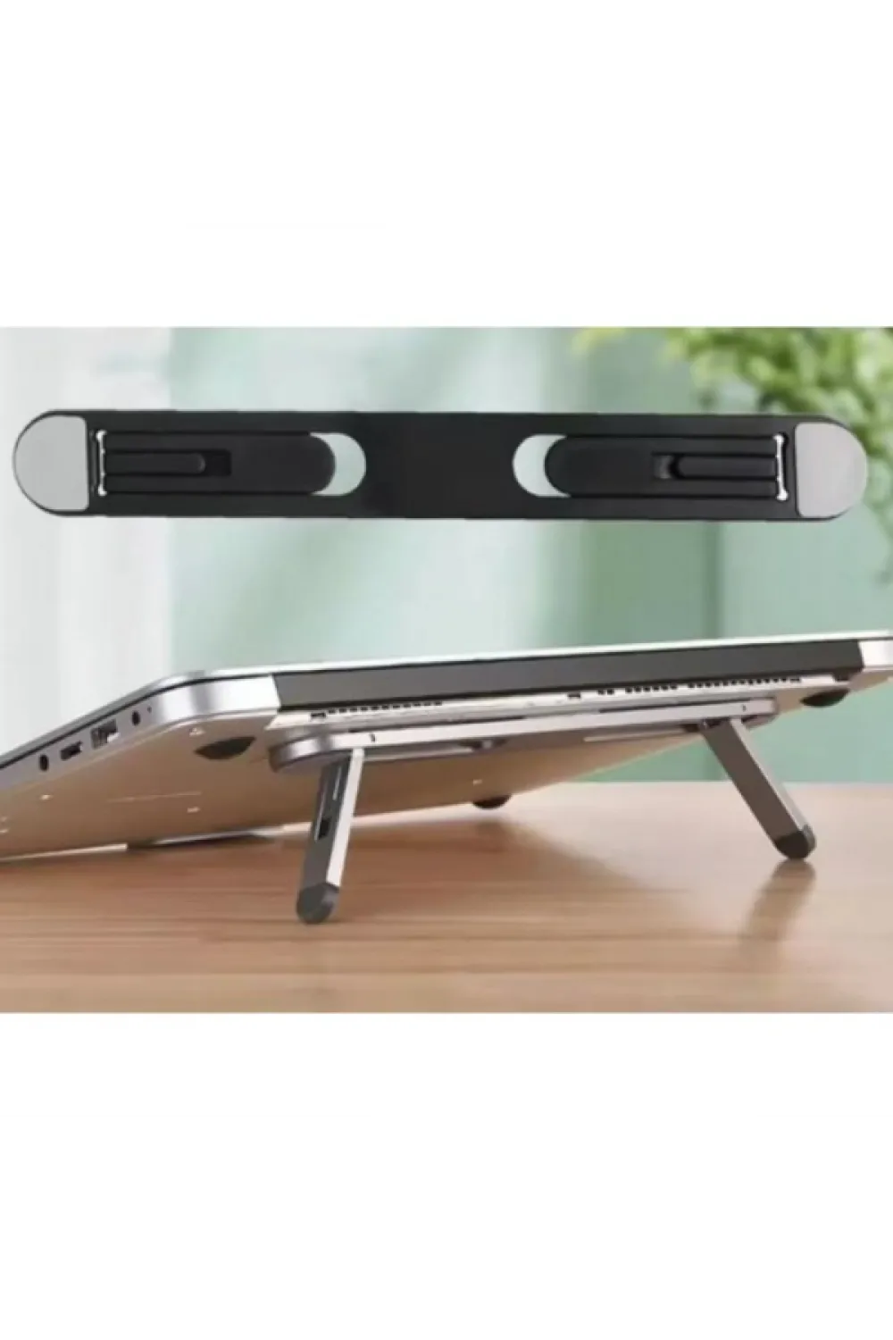 Siyah 2 Kademeli Katlanabilir ve Yapışkanlı Laptop Standı