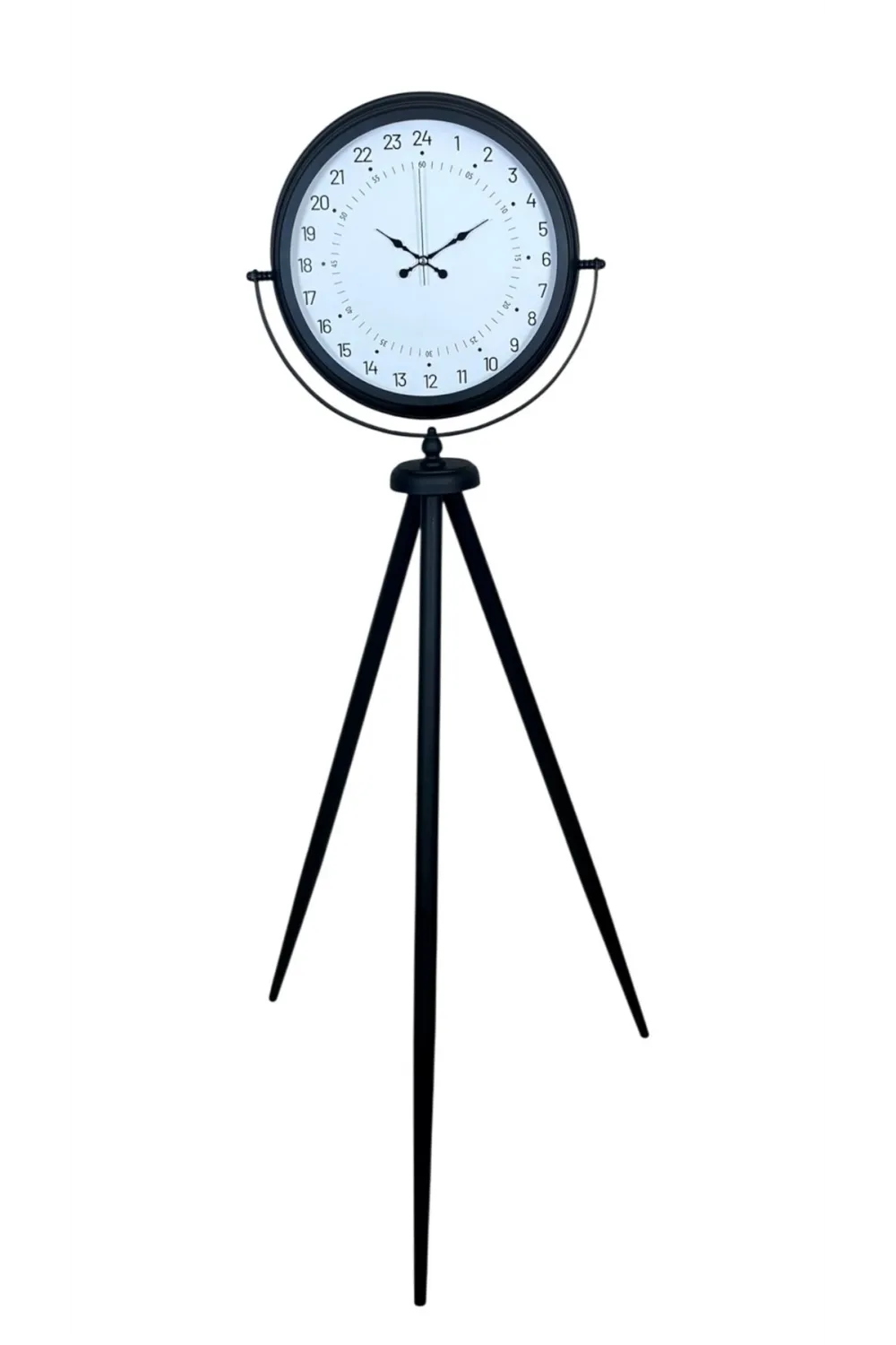Siyah 24 Saat Göstergeli Özel Tasarım Tripod Ayaklı Saat