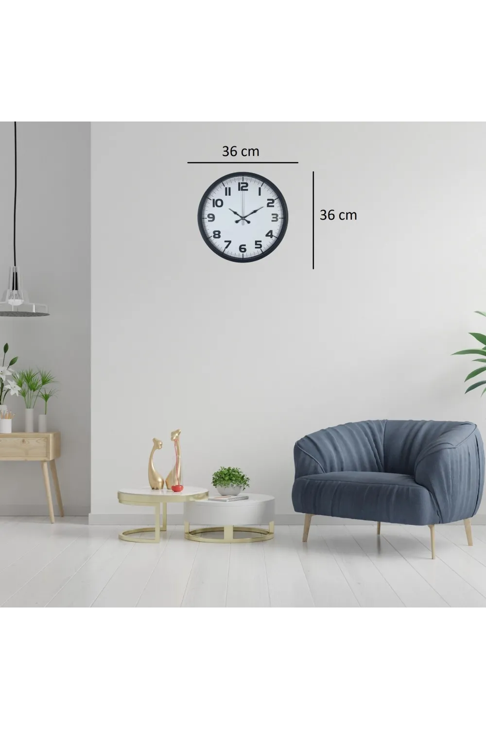 Siyah 36 Cm Büyük Rakamlı Duvar Saati
