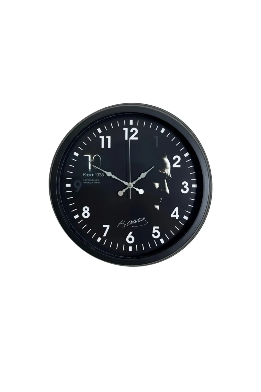 Siyah 40 Cm Metal Atatürk Seri Duvar Saati