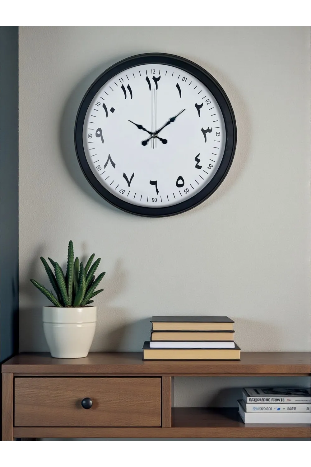 Siyah Arapça Rakamlı 40 Cm Metal Duvar Saati