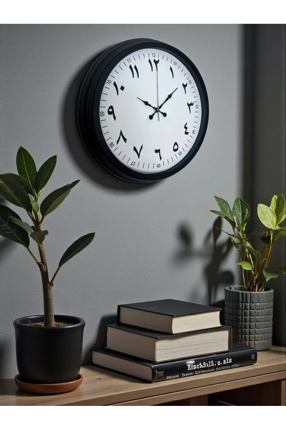 Siyah Arapça Rakamlı 40 Cm Metal Duvar Saati