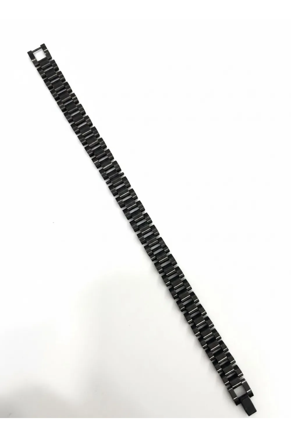 Siyah Çelik  Erkek Çelik Bileklik Boy 21.5 Cm / En 1.0 Cm  - Ebl0078