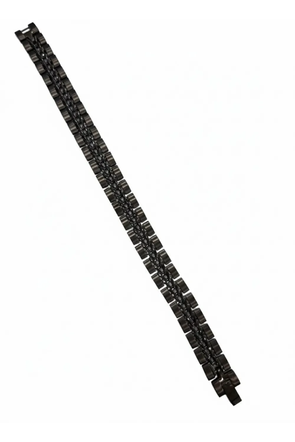 Siyah Çelik  Erkek Çelik Bileklik Boy 21.5 Cm / En 1.2 Cm  - Ebl0061
