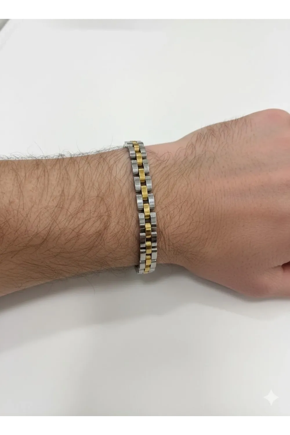 Siyah Deri / Çelik  Erkek Deri Bileklik 20 Cm  - Ebl0065