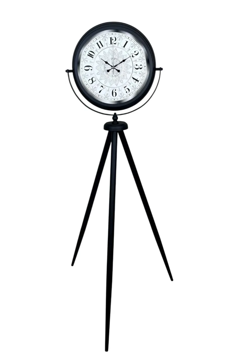 Siyah Desenli Şık Tripod Ayaklı Saat