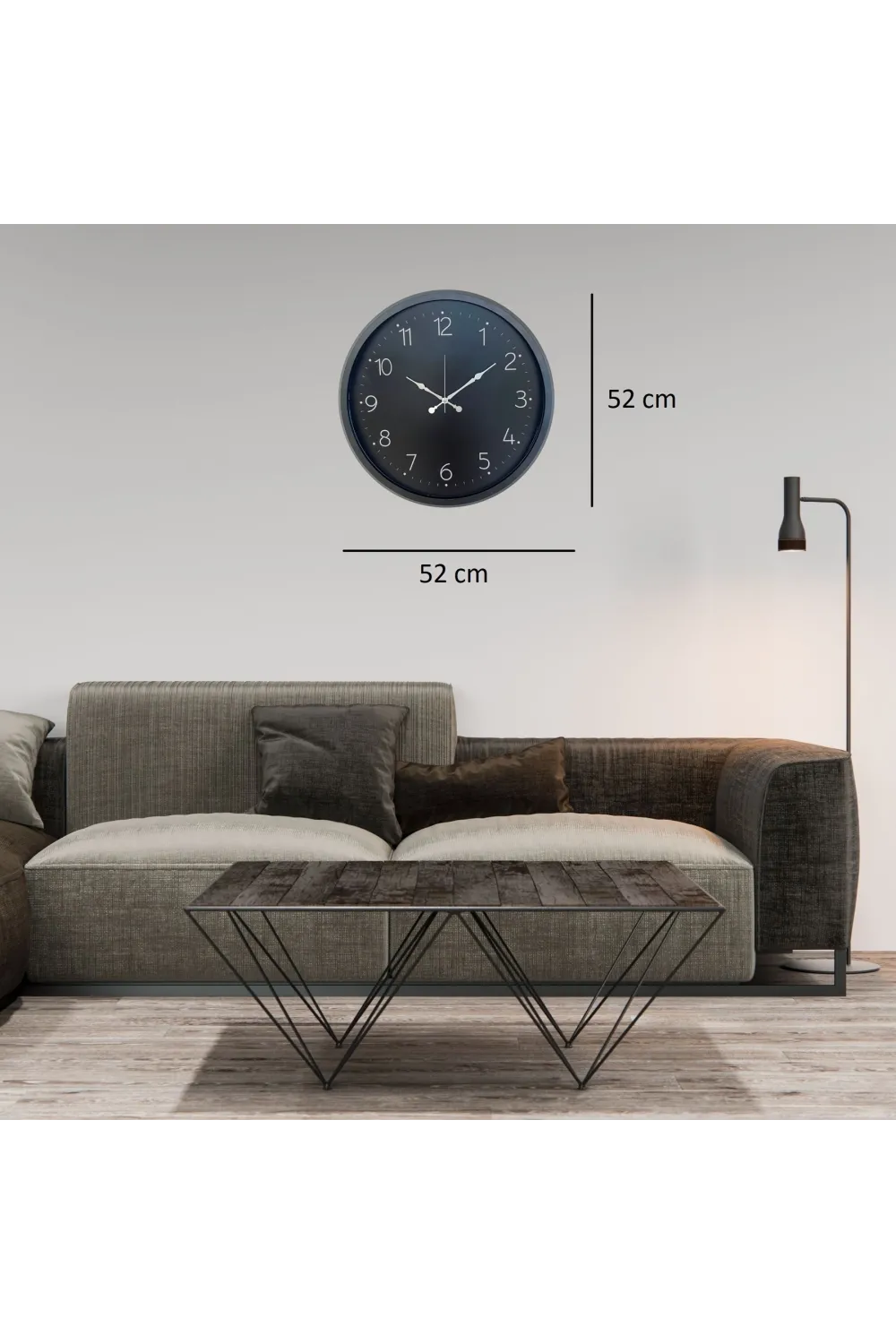 Siyah Elegance 52 x 52 Cm Duvar Saati
