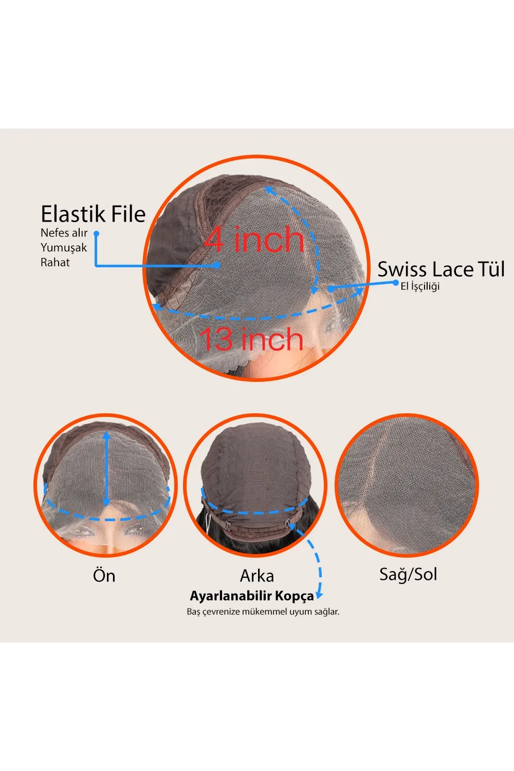 Siyah Fiber Sentetik Su Dalgalı Tül Peruk