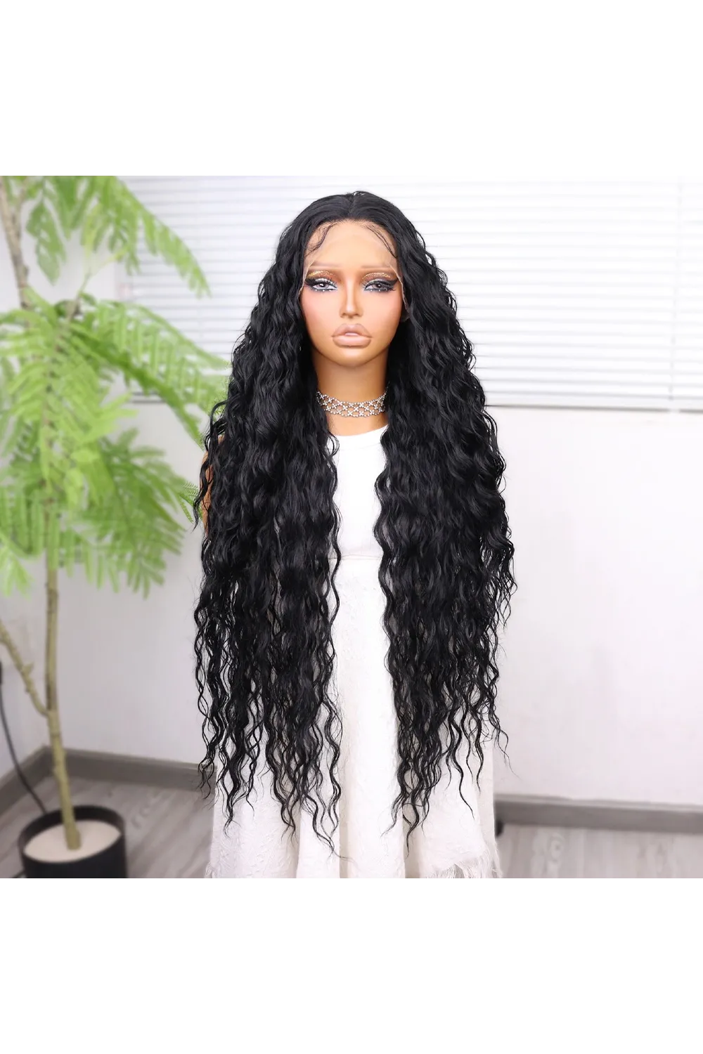 Siyah Fiber Sentetik Tül Peruk