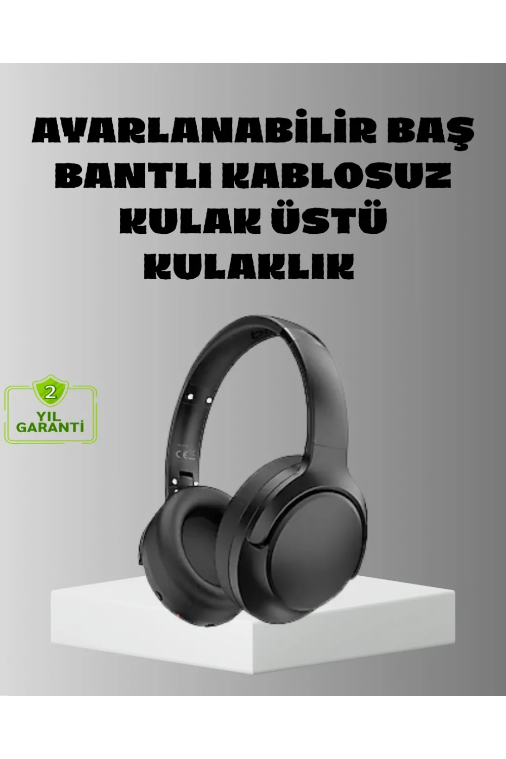 Siyah Kablosuz Bluetooth Kulaklık 300 Mah Hızlı Şarj Katlanabilir Pedli