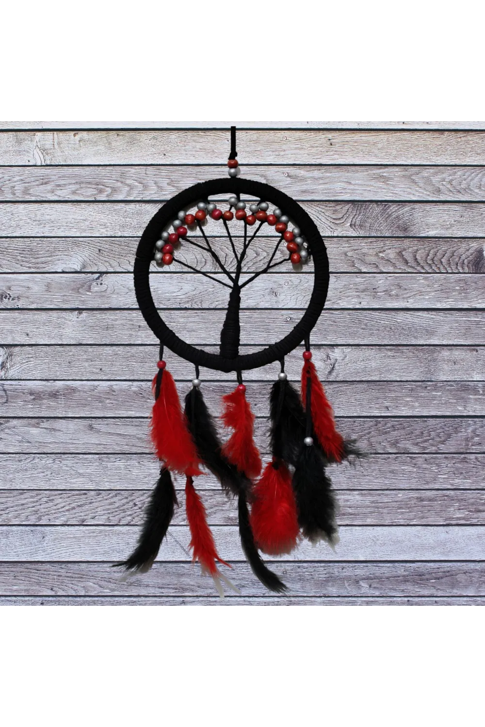 Siyah Kırmızı Hayat Ağacı Dream Catcher