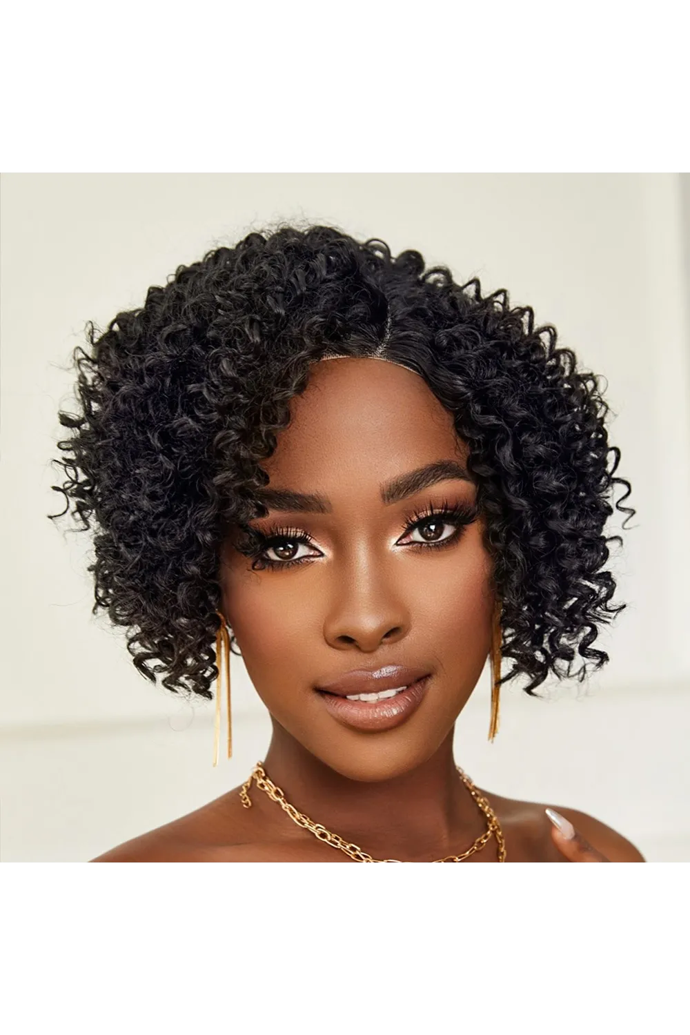 Siyah Kısa Afro Yan Tül Peruk