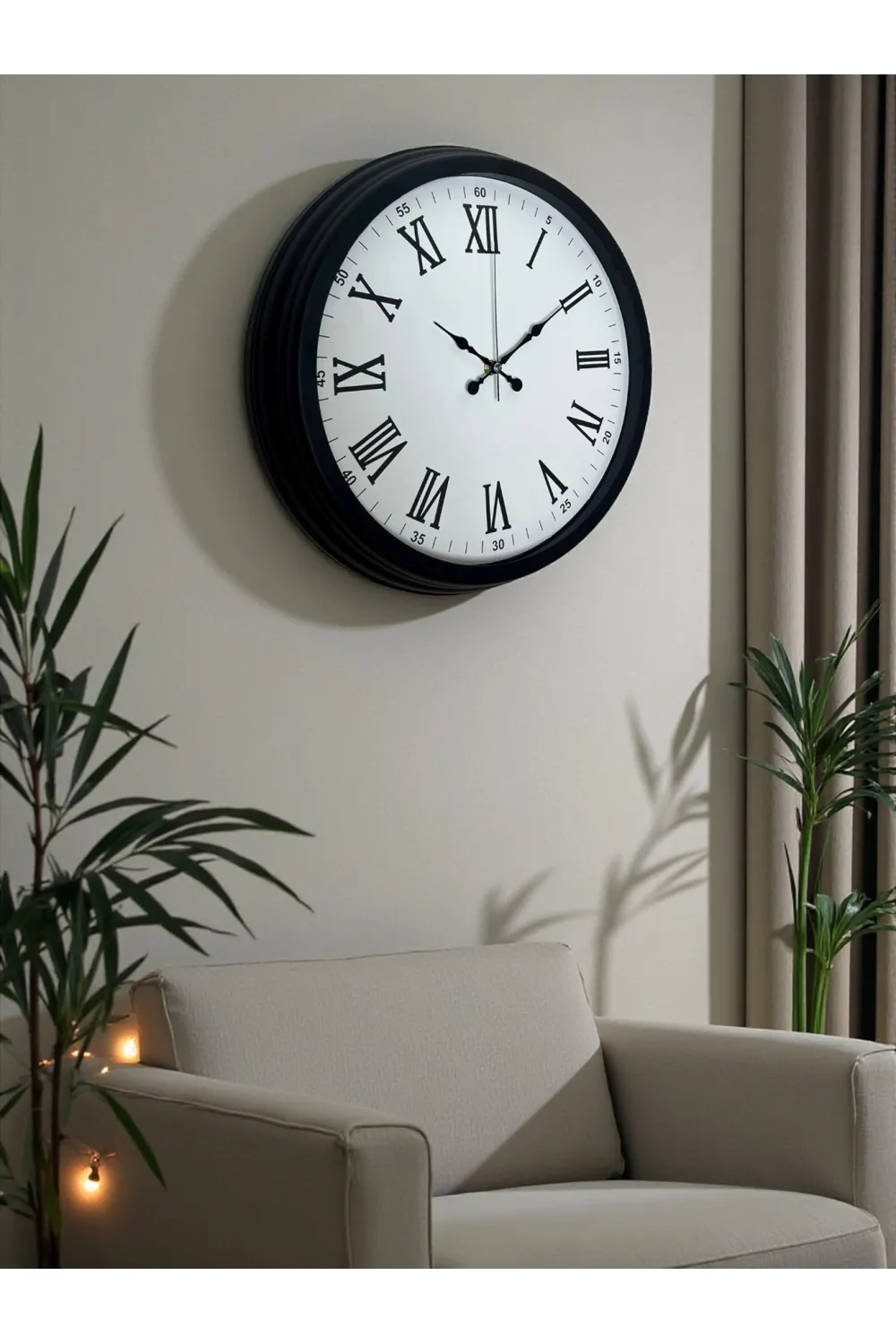 Siyah Klasik & Şık 40 Cm Metal Duvar Saati