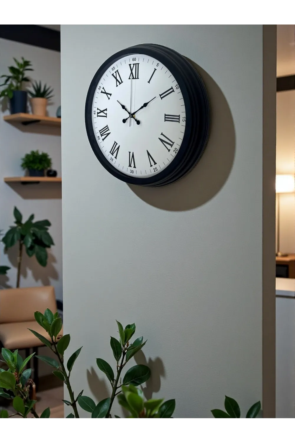 Siyah Klasik & Şık 40 Cm Metal Duvar Saati