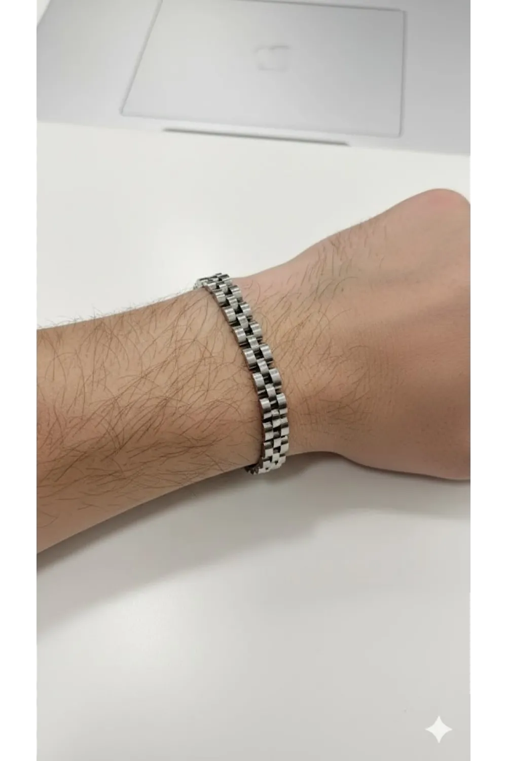 Siyah - Lacivert Deri / Çelik  Erkek Deri Bileklik 20 Cm  - Ebl0052