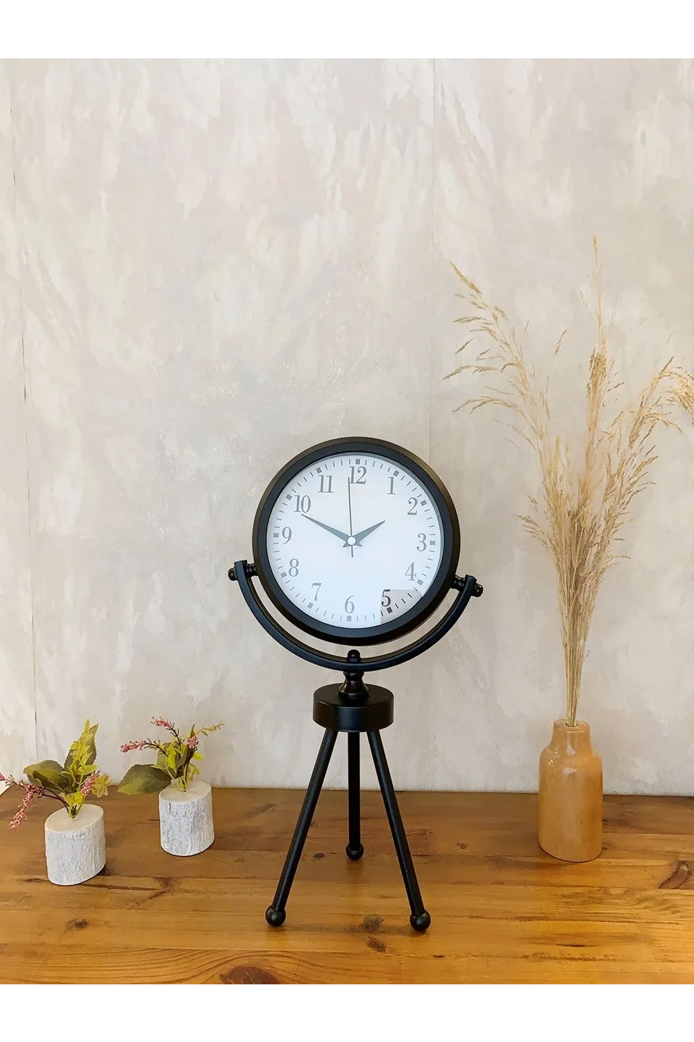 Siyah Metal Mini Tripod Masa Saati 45×26 cm