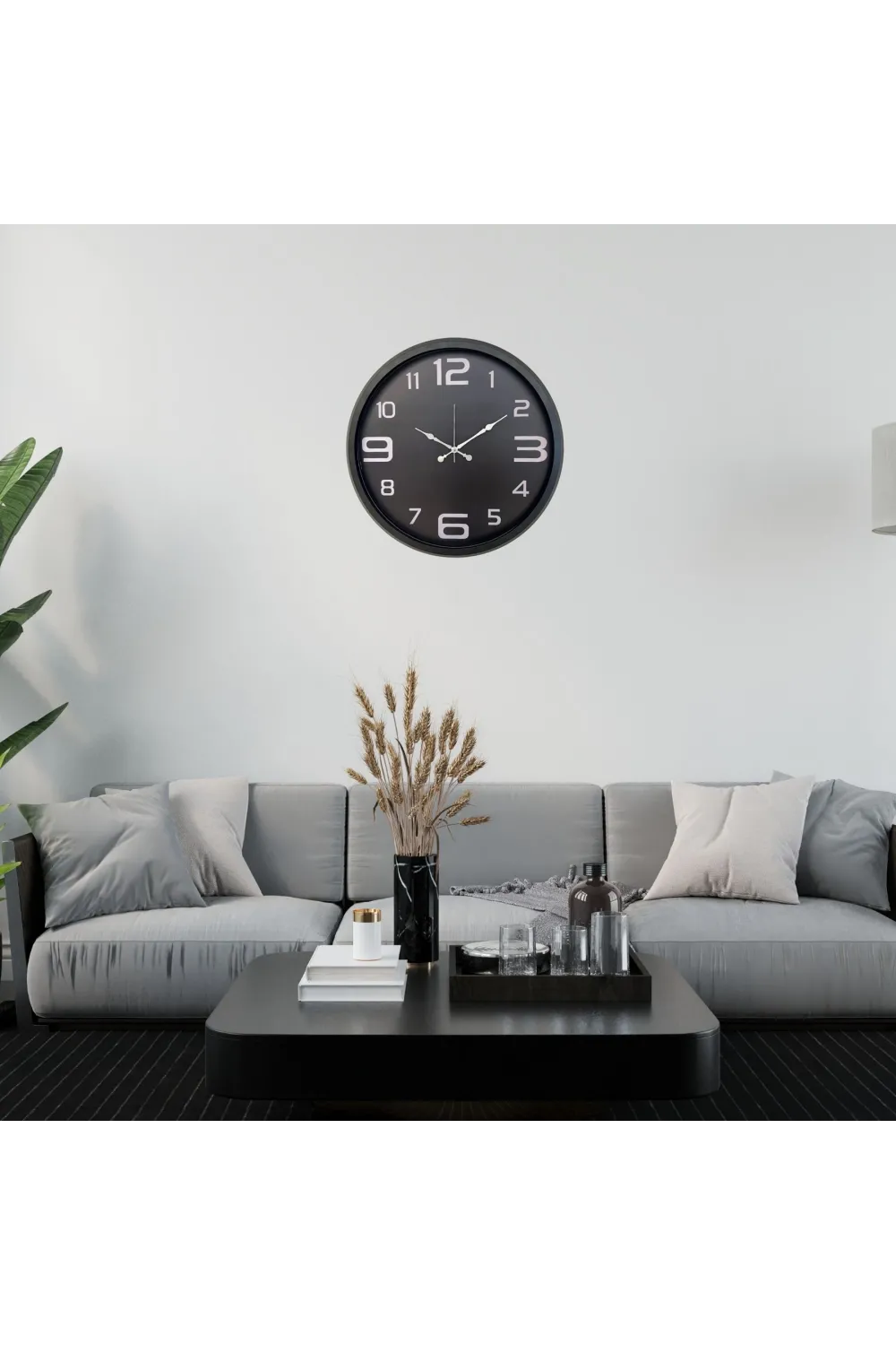 Siyah Modern 52 x 52 Cm Duvar Saati