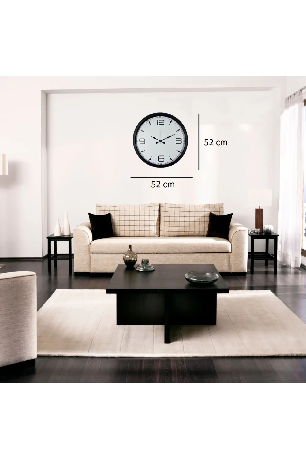 Siyah Modern Harmony 52 x 52 Cm Duvar Saati