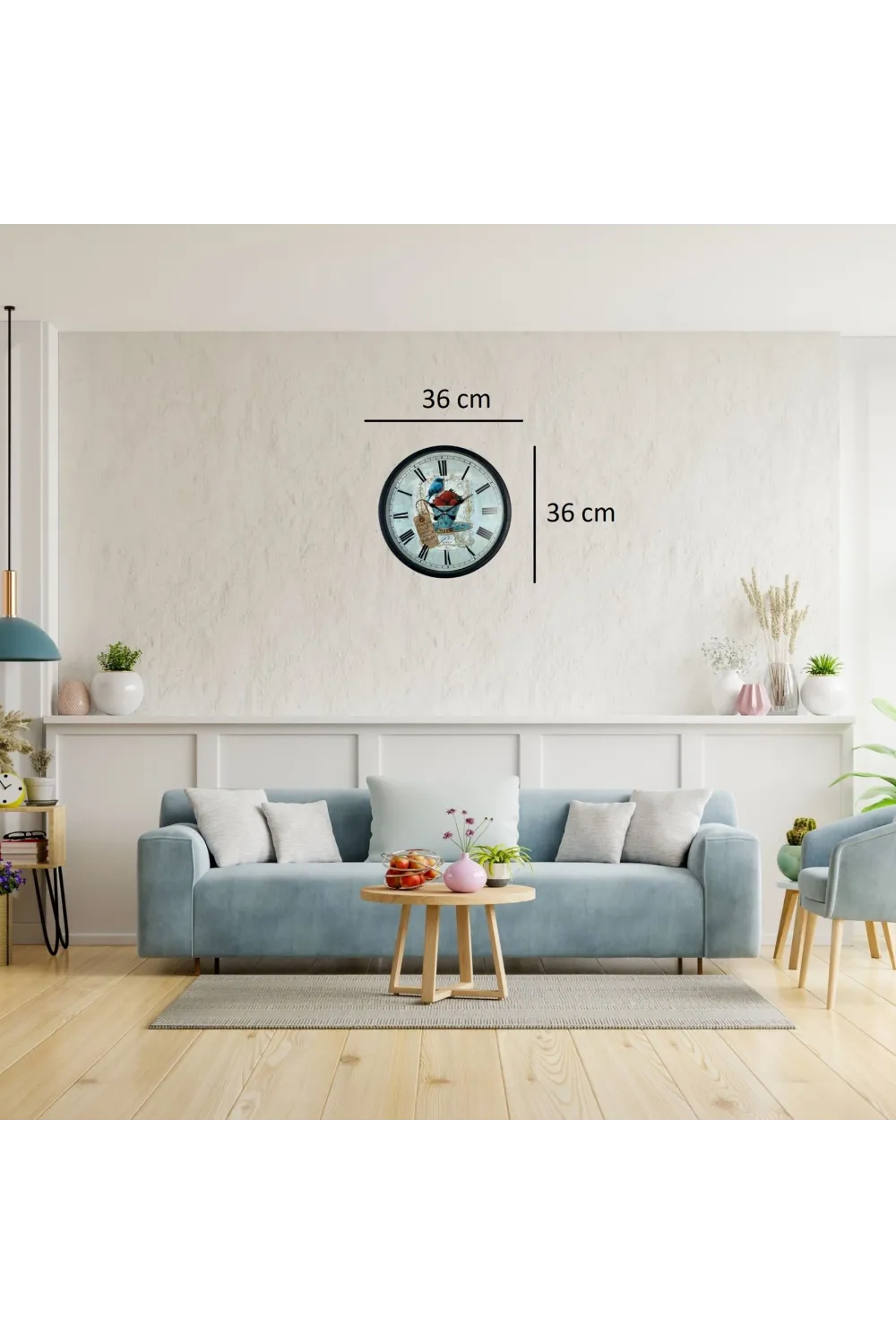 Siyah Paris Garden Dekoratif 36 Cm Duvar Saati
