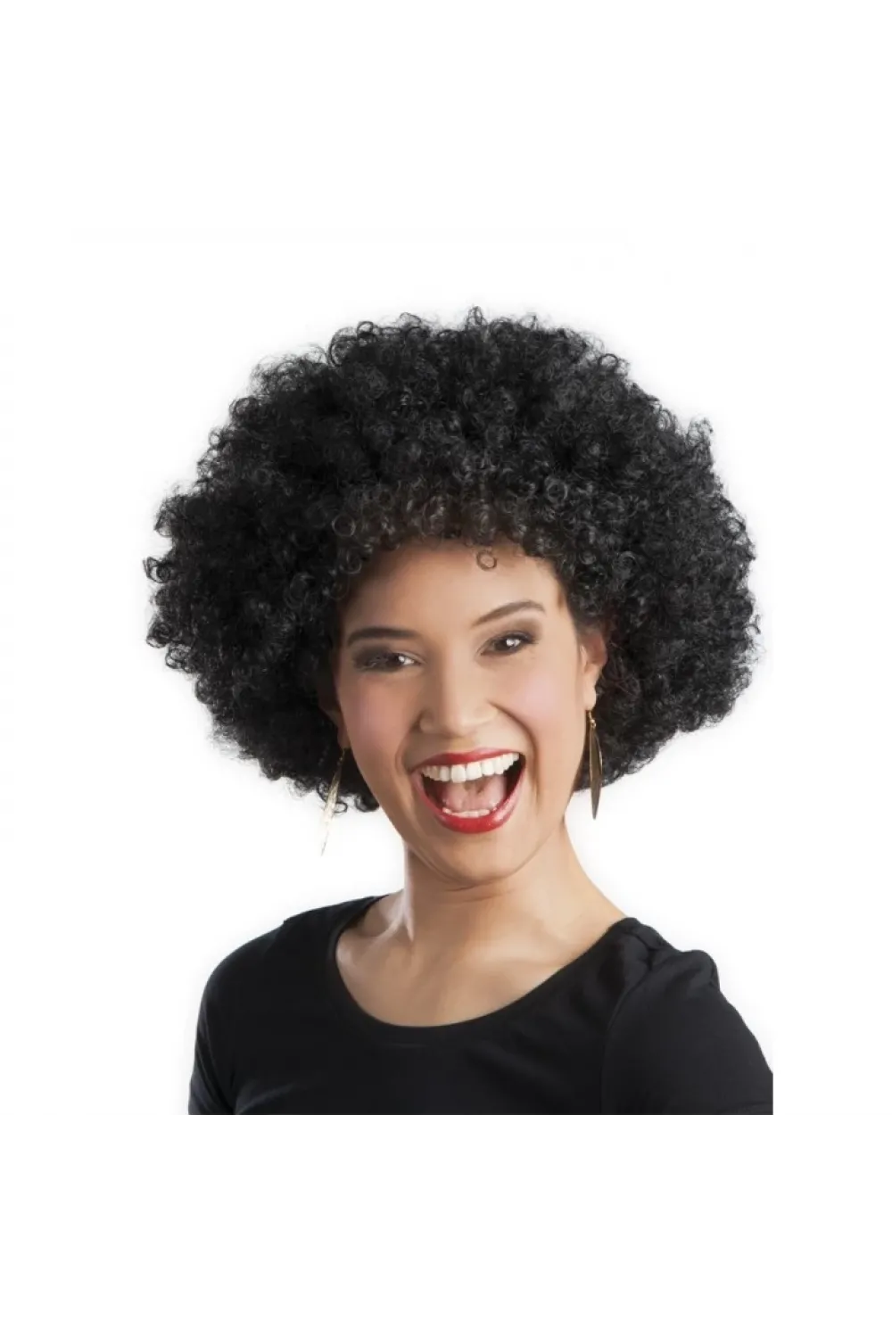 Siyah Renk Kıvırcık Afro Bonus Peruk Parti Peruğu