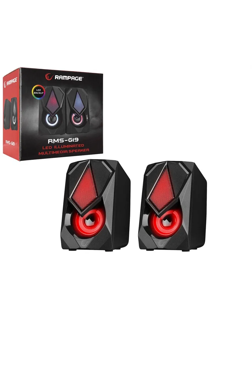 Siyah - Rgb Işıklı 1+1 Hoparlör Speakaer Set Usb Kablo 2.0 Multimedya - 5w