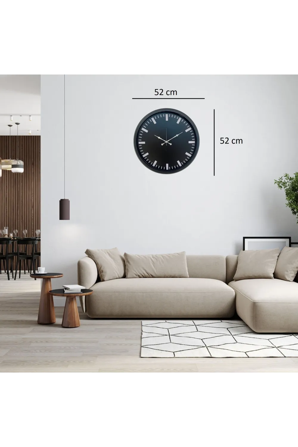 Siyah Sade & Şık 52 Cm Duvar Saati