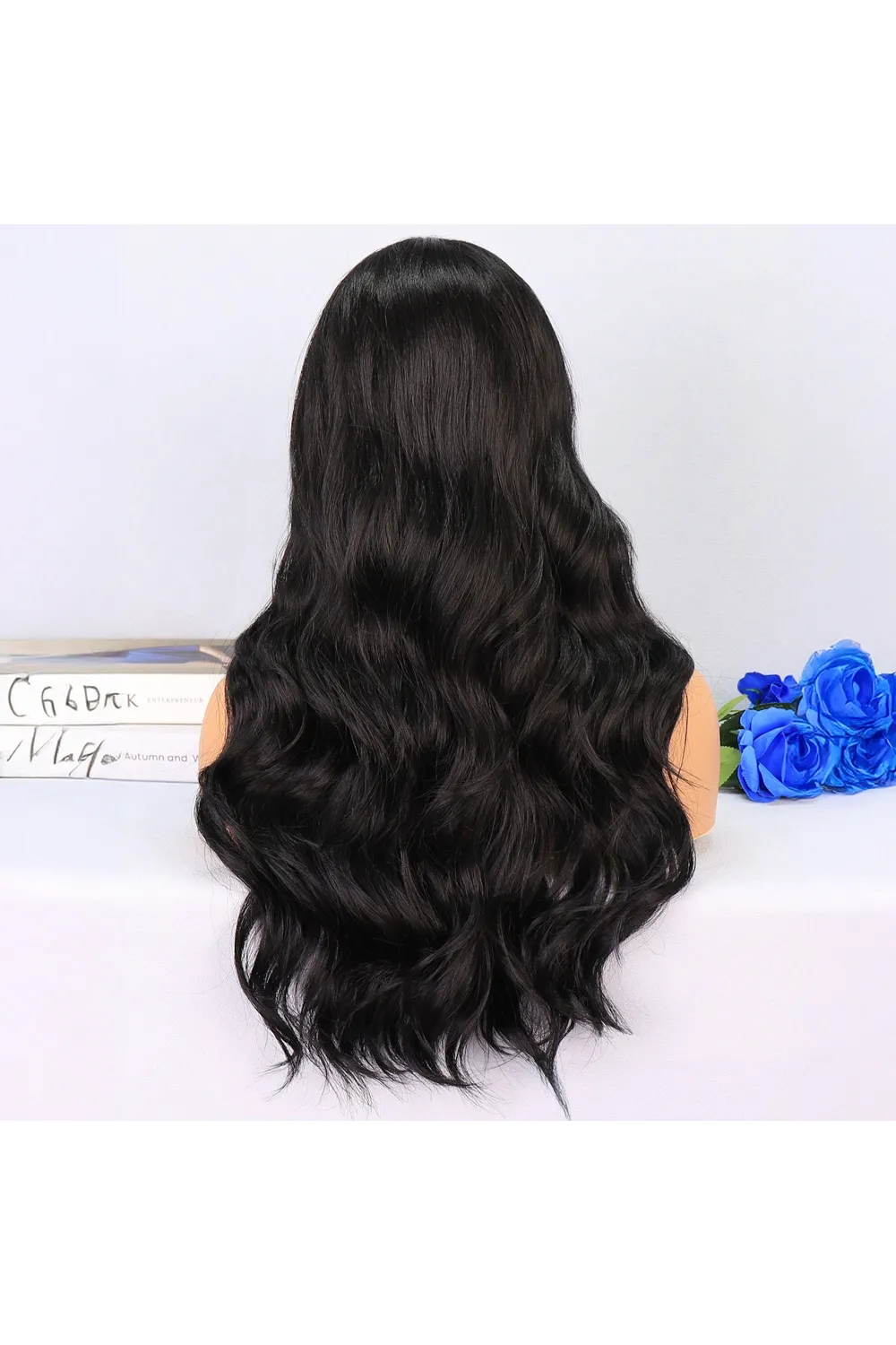 Siyah Su Dalgalı Tül Peruk