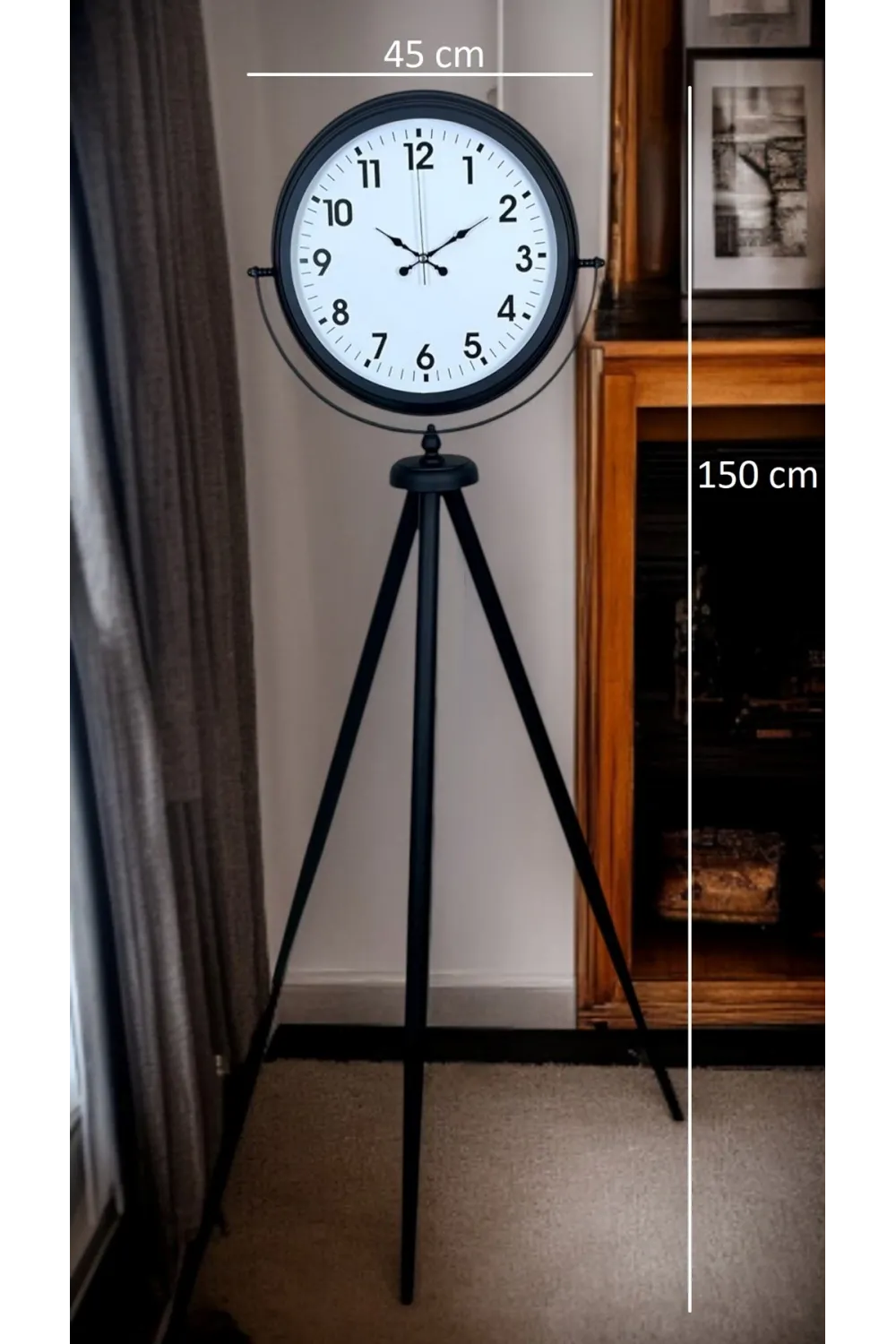 Siyah Tripod Ayaklı Dekoratif Saat