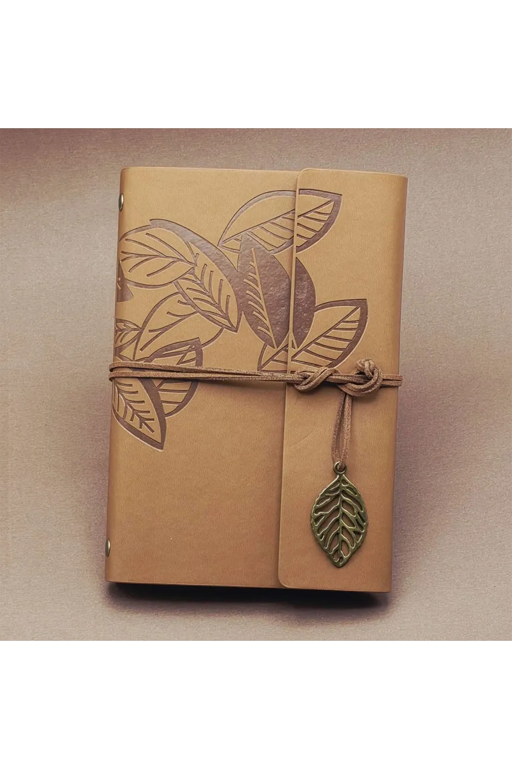 Siyah Yapraklı Deri Defter Ve Beyaz Jel Kalem Seti