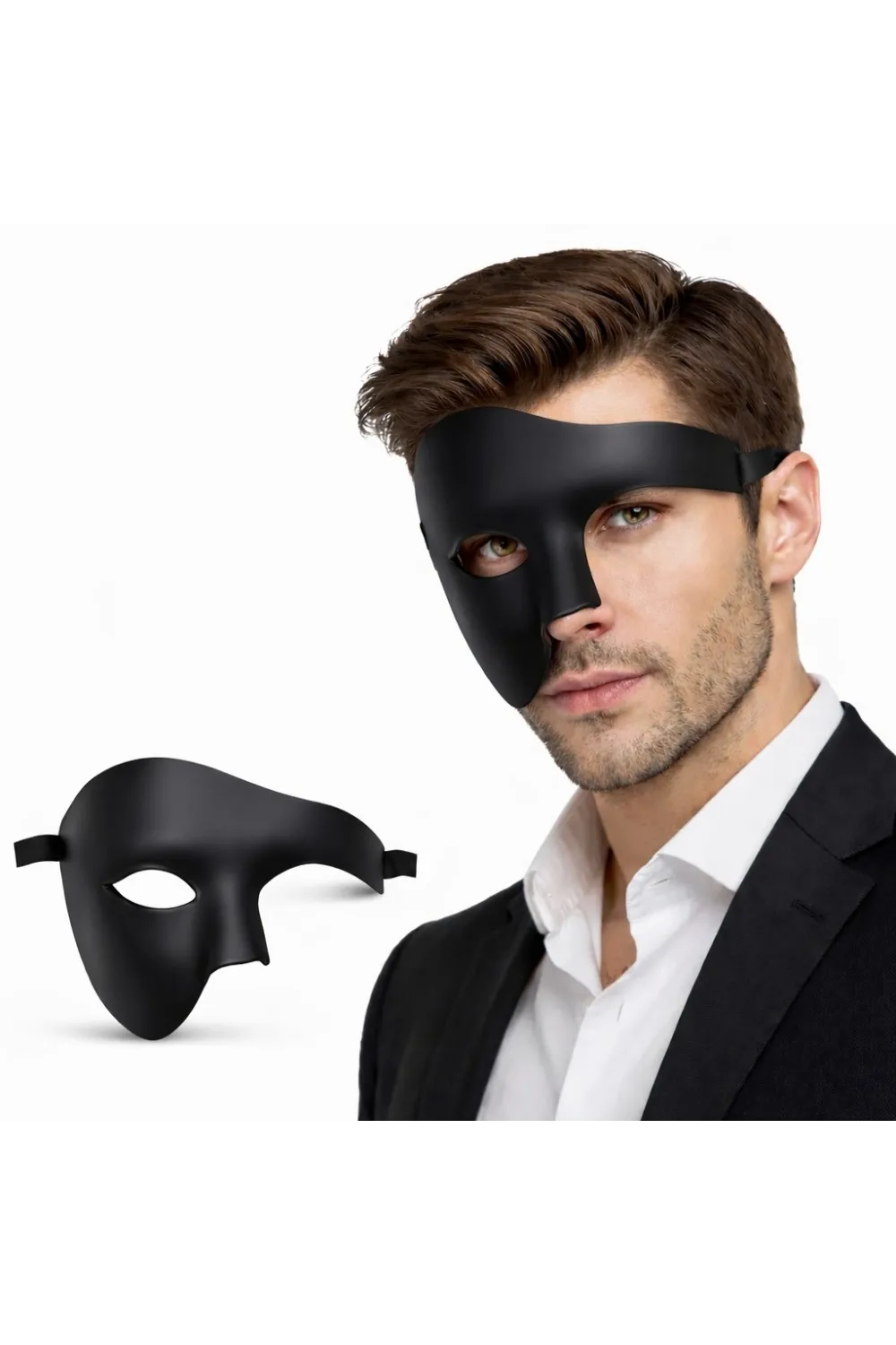 Siyah Yarım Erkek Maske – Phantom Parti & Balo Maskesi