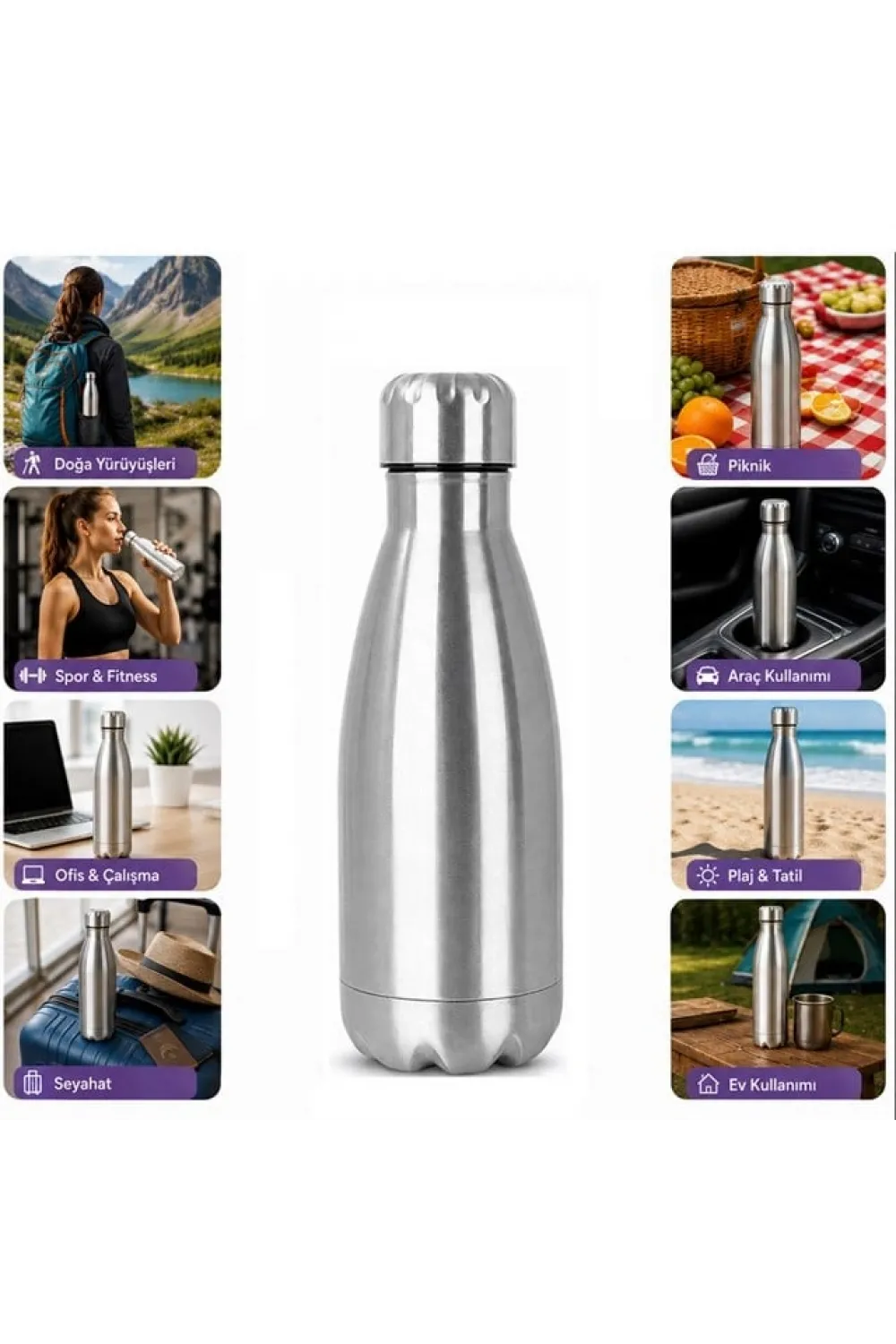 SN-25713 Şişe Tipi 500 Ml. Paslanmaz Çelik Termos