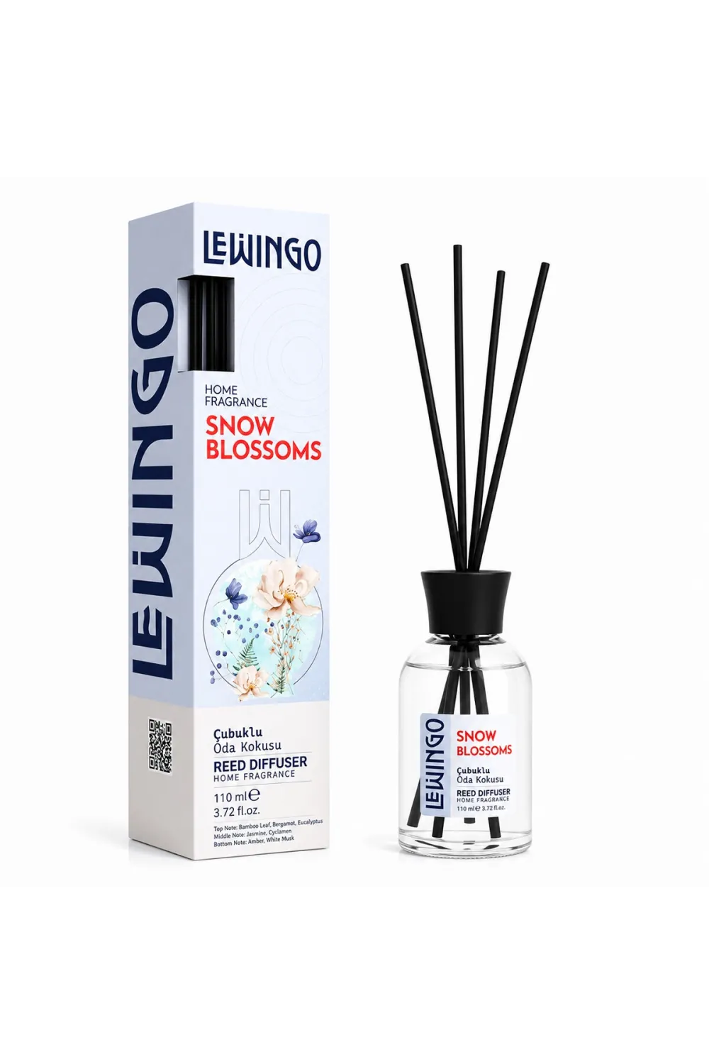 Snow Blossoms Bambu Çubuklu Oda Kokusu - 110 ml - Cam Şişe